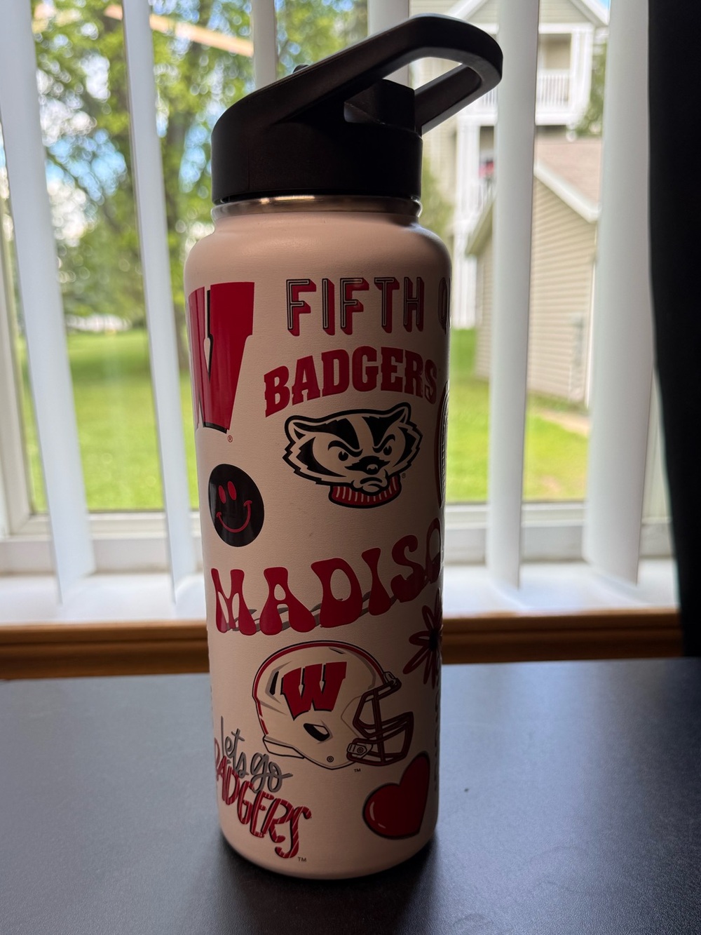 Madison Badgers Collegiate White & Red Water Bottle
